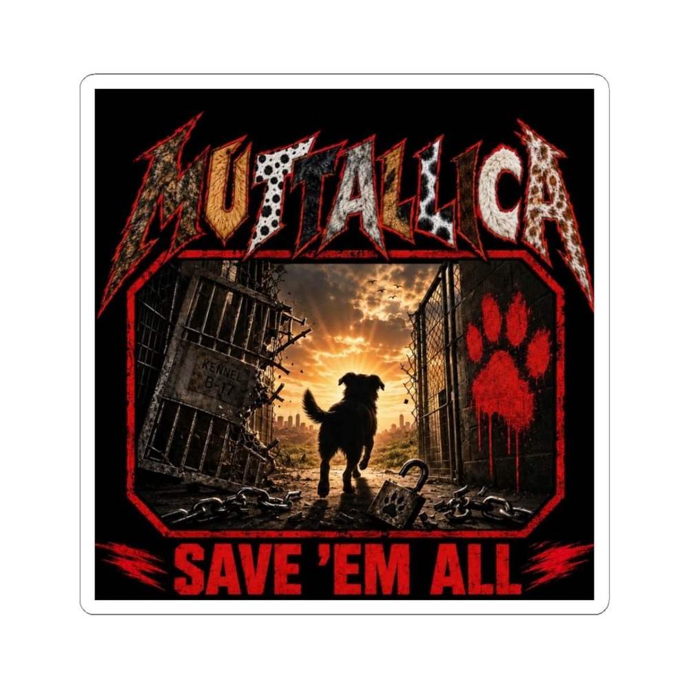 Muttalica - Save Em All Rescue Dog Metal Parody Vinyl Sticker